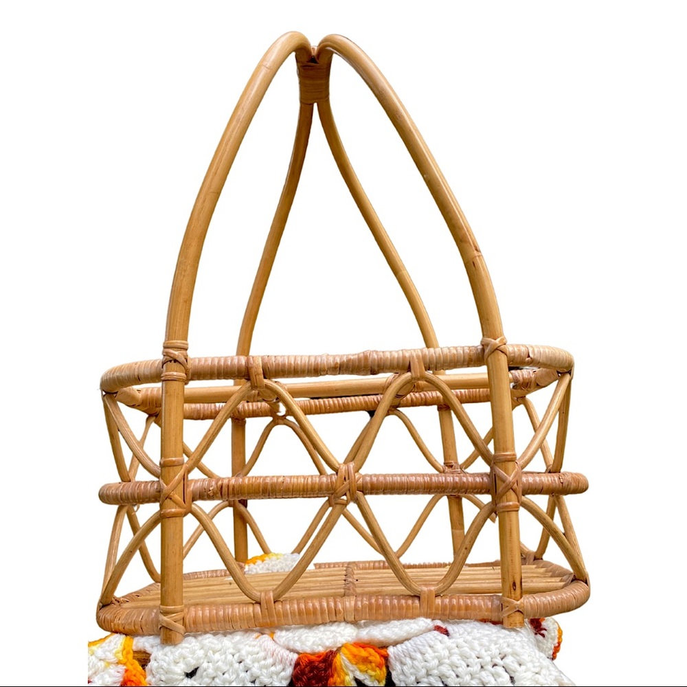 Vintage BOHO Home Bamboo Rattan Wine Bottle Display | Indoor plant display caddy